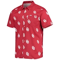 Men's Columbia Crimson Oklahoma Sooners Super Slack Tide Omni-Shade Button-Up Shirt