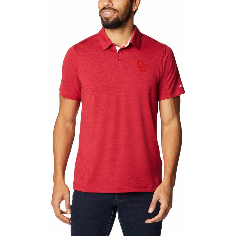 Men's Columbia Crimson Oklahoma Sooners Tech Trail Omni-Shade Polo