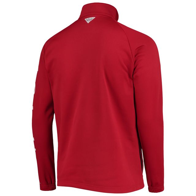 Veste homme Columbia Crimson Oklahoma Sooners Terminal Tackle en molleton Raglan Omni-Shade Quarter-Zip