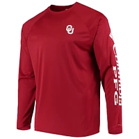 Men's Columbia Crimson Oklahoma Sooners Terminal Tackle Omni-Shade Raglan Long Sleeve T-Shirt