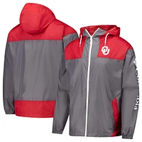 Men's Columbia Gray Oklahoma Sooners Flash Challenger II Omni-Shade Full-Zip Windbreaker Jacket