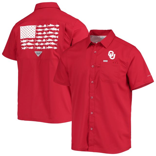 Chemise boutonnée Columbia PFG Crimson Oklahoma Sooners Slack Tide Camp pour homme