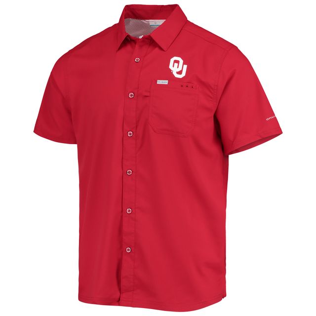 Chemise boutonnée Columbia PFG Crimson Oklahoma Sooners Slack Tide Camp pour homme