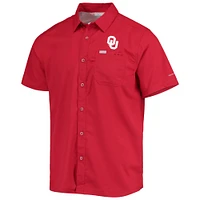 Men's Columbia PFG Crimson Oklahoma Sooners Slack Tide Camp Button-Up Shirt