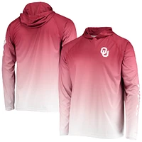 Men's Columbia PFG Crimson Oklahoma Sooners Terminal Tackle Omni-Shade UPF 50 Long Sleeve Hooded Top