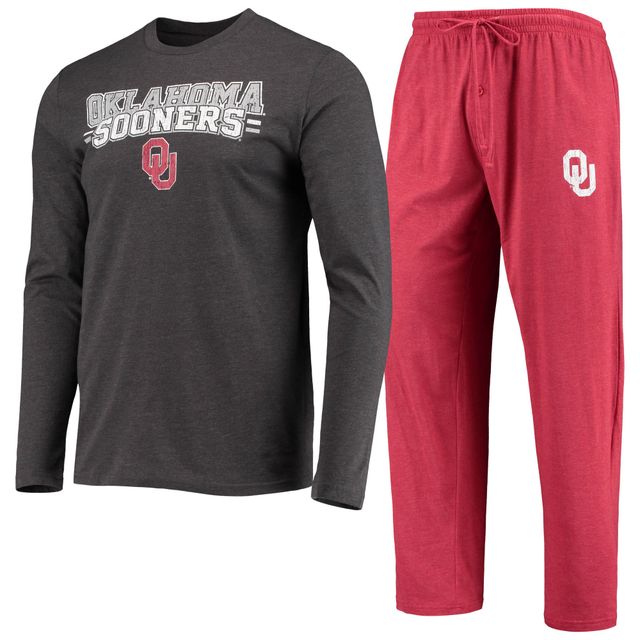 Concepts Sport Crimson/Heathered Charcoal Oklahoma Sooners Meter T-shirt à manches longues et pantalon Ensemble de nuit