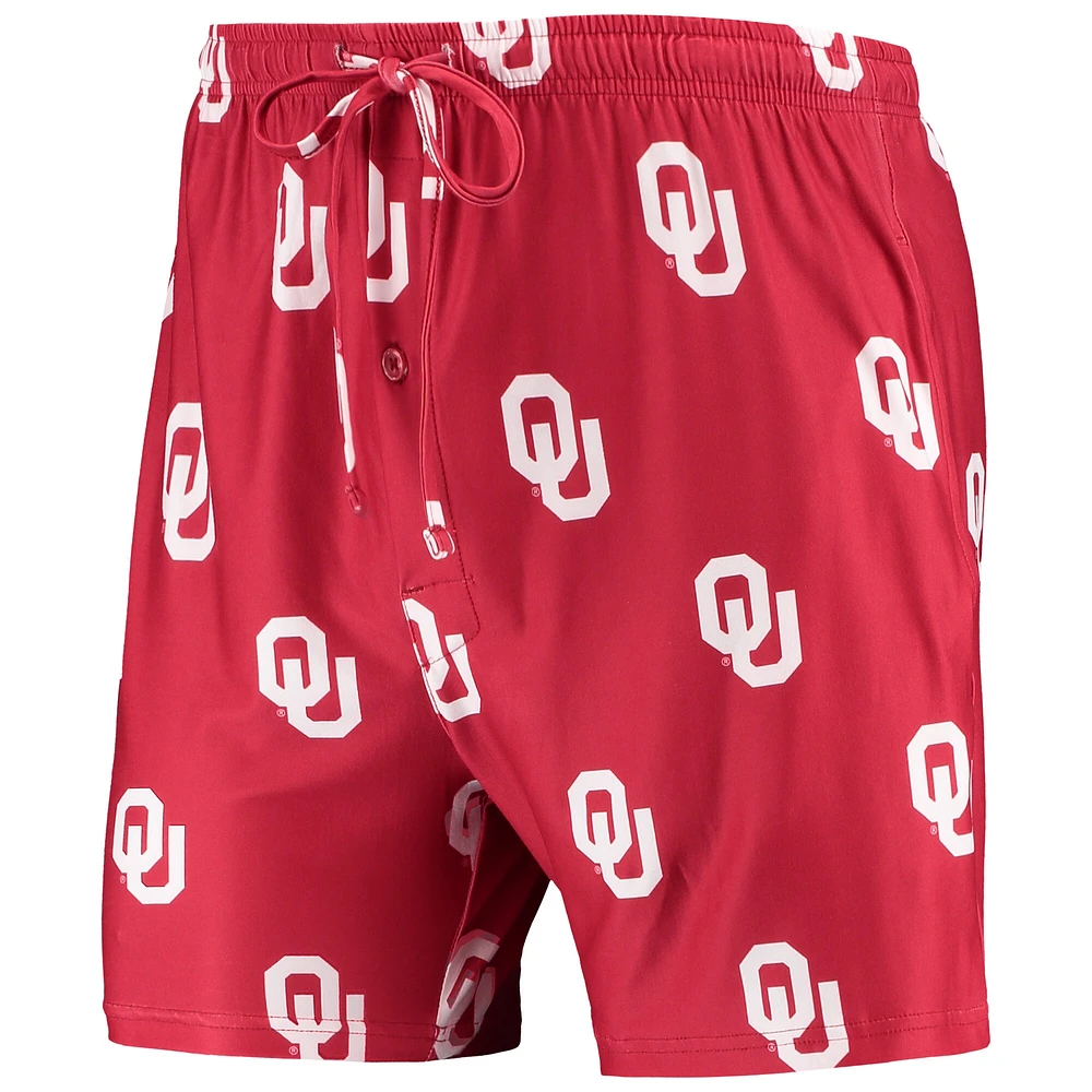 Concepts Sport Crimson Oklahoma Sooners Flagship Allover Print Jam Shorts pour homme