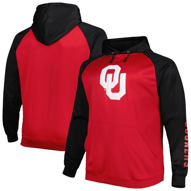 Sweat à capuche en polaire raglan Big & Tall Oklahoma Sooners cramoisi pour homme