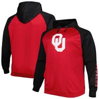 Men's Crimson Oklahoma Sooners Big & Tall Raglan Fleece Pullover Hoodie