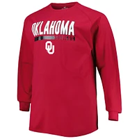 Men's Crimson Oklahoma Sooners Big & Tall Two-Hit Long Sleeve T-Shirt