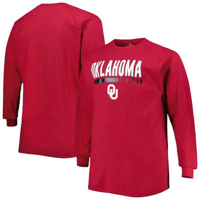 Oklahoma Sooners Big & Tall Two-Hit Raglan Long Sleeve T-Shirt - Crimson