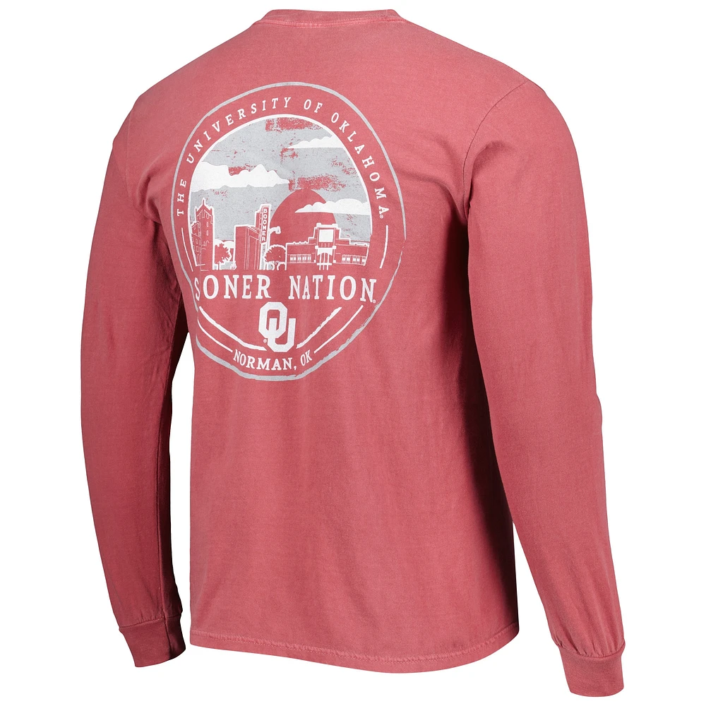 Men's Crimson Oklahoma Sooners Circle Campus Scene Long Sleeve T-Shirt