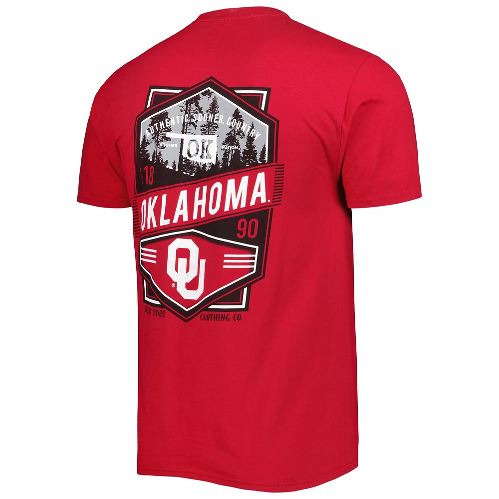 Men's Crimson Oklahoma Sooners Double Diamond Crest T-Shirt