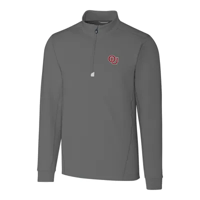 Oklahoma Sooners Cutter & Buck Big Tall College Vault Traverse Quarter-Zip Pullover Jacket - Gray