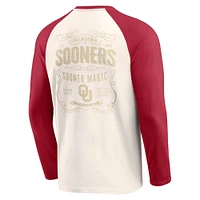 Men's Darius Rucker Collection by Fanatics Light Beige Oklahoma Sooners Raglan Henley Long Sleeve T-Shirt