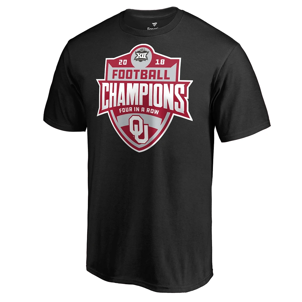 Men's Fanatics Black Oklahoma Sooners 2018 Big 12 Football Champions T-Shirt