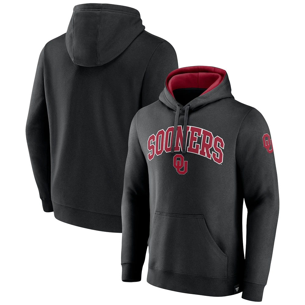 Sweat à capuche noir Fanatics pour hommes Oklahoma Sooners Arch & Logo Tackle Twill