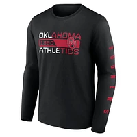 T-shirt noir à manches longues Fanatics Oklahoma Sooners Broad Jump 2-Hit pour hommes