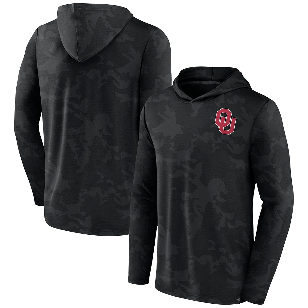 Men's Fanatics  Black Oklahoma Sooners Camo Hoodie Long Sleeve T-Shirt