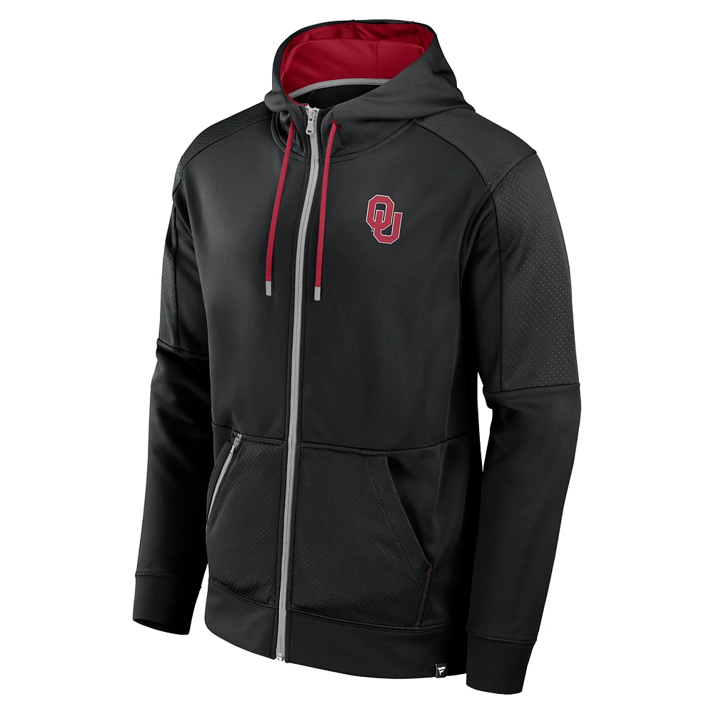 Men's Fanatics Black Oklahoma Sooners Defender Full-Zip Hoodie