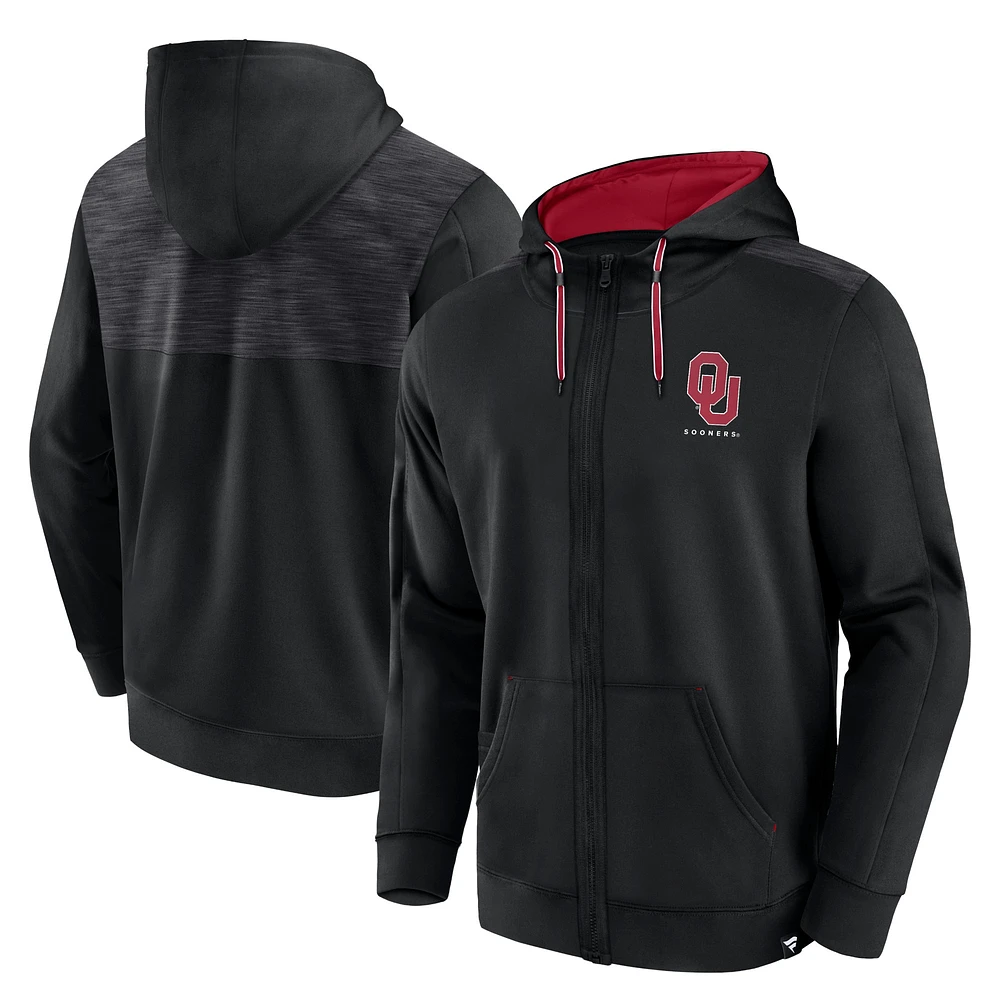 Sweat à capuche entièrement zippé Fanatics pour hommes, noir, Oklahoma Sooners Power Index