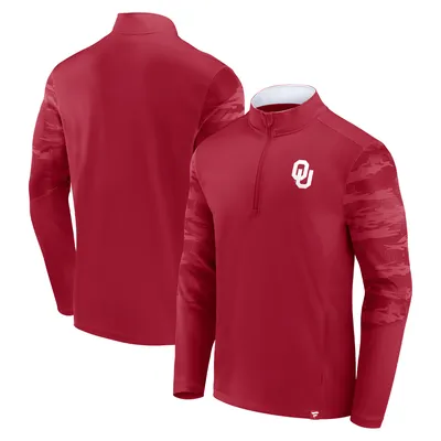 Oklahoma Sooners Fanatics Branded Ringer Quarter-Zip Top - Crimson