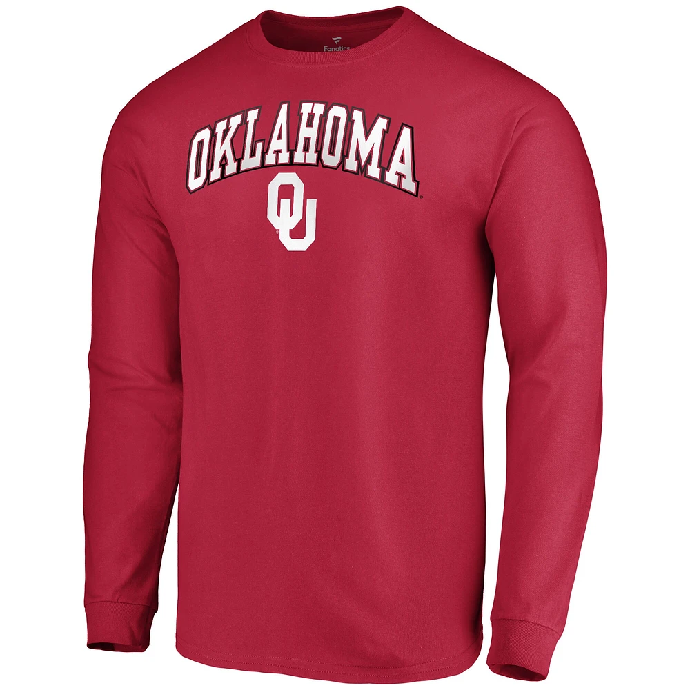 T-shirt à manches longues Fanatics Cardinal Oklahoma Sooners Campus pour hommes