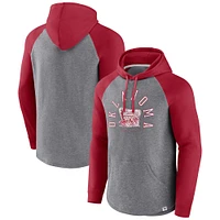 Sweat à capuche raglan pour hommes Fanatics Crimson/Heather Grey Oklahoma Sooners Wrap Up