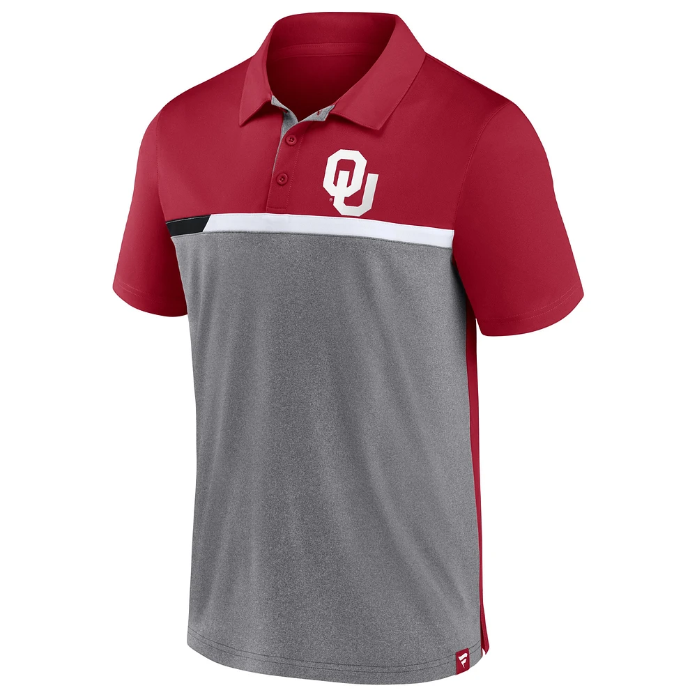 Polo Fanatics Crimson/Heathered Grey Oklahoma Sooners Split Block Color pour hommes