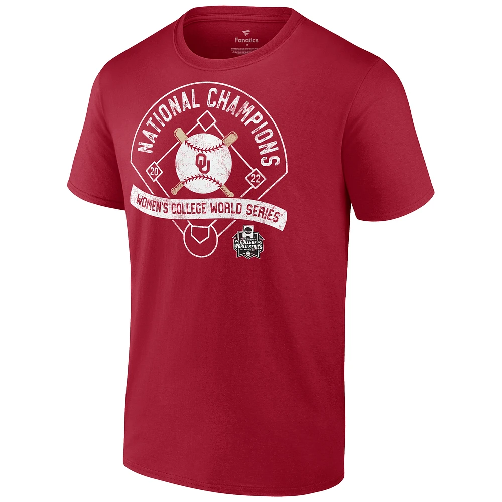 T-shirt à glissière pour hommes Fanatics Crimson Oklahoma Sooners 2022 NCAA Softball Women's College World Series Champions