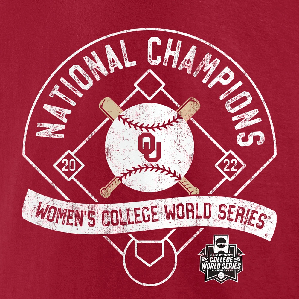 Men's Fanatics Crimson Oklahoma Sooners 2022 NCAA Softball Women's College World Series Champions Slide T-Shirt