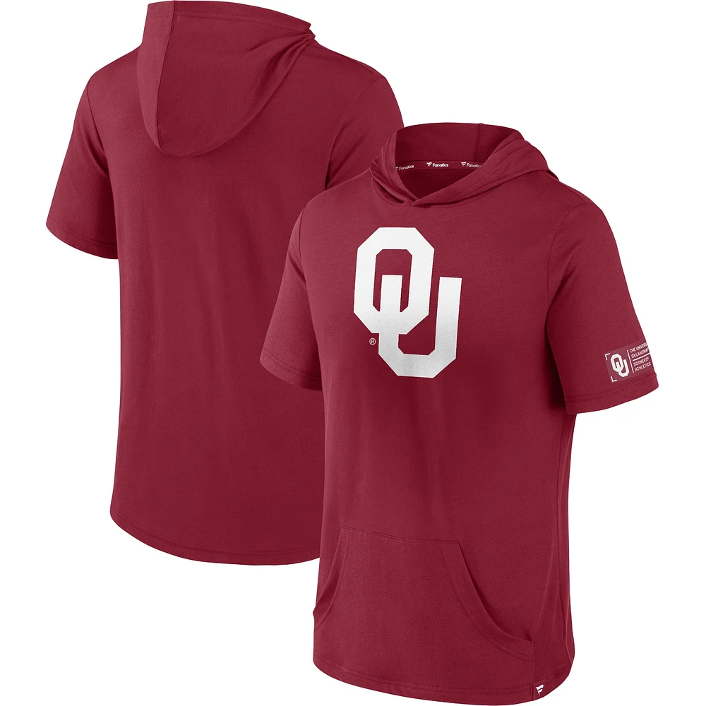 Men's Fanatics Crimson Oklahoma Sooners Approach Run Pullover Short Sleeve Hoodie