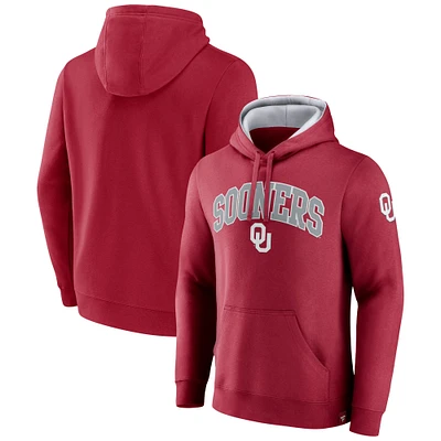 Men's Fanatics Crimson Oklahoma Sooners Arch & Logo Tackle Twill Pullover Hoodie