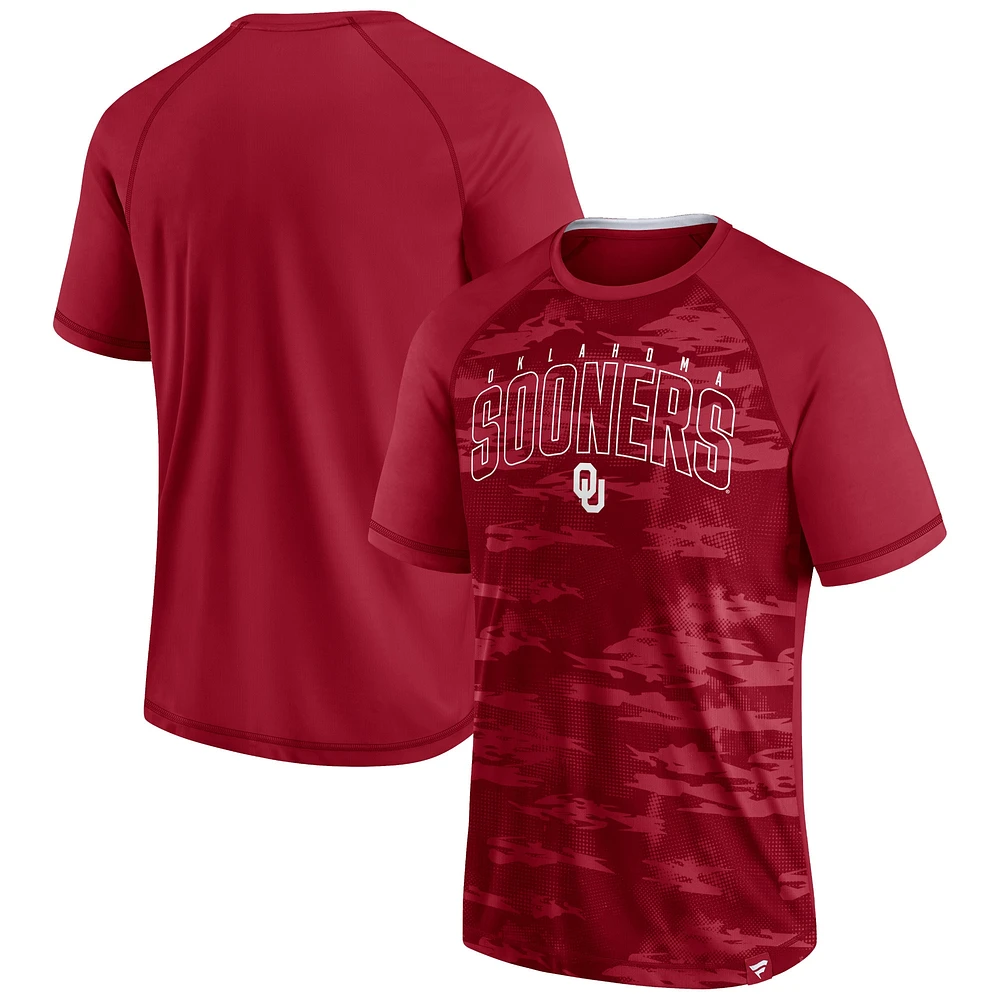 T-shirt raglan Fanatics Crimson Oklahoma Sooners Arch Outline pour hommes