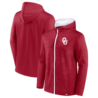 Sweat à capuche entièrement zippé Fanatics Crimson Oklahoma Sooners Ball Carrier pour hommes