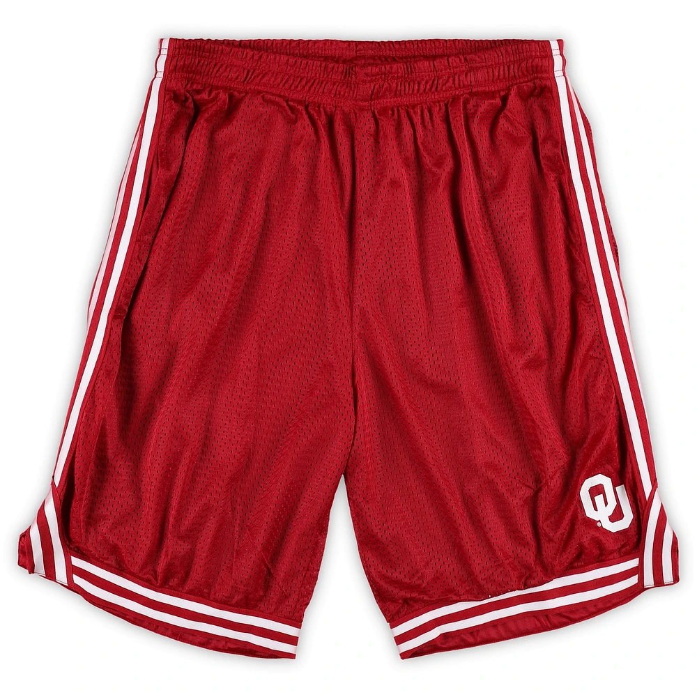 Men's Fanatics Crimson Oklahoma Sooners Big & Tall Dual Stripe Mesh Short