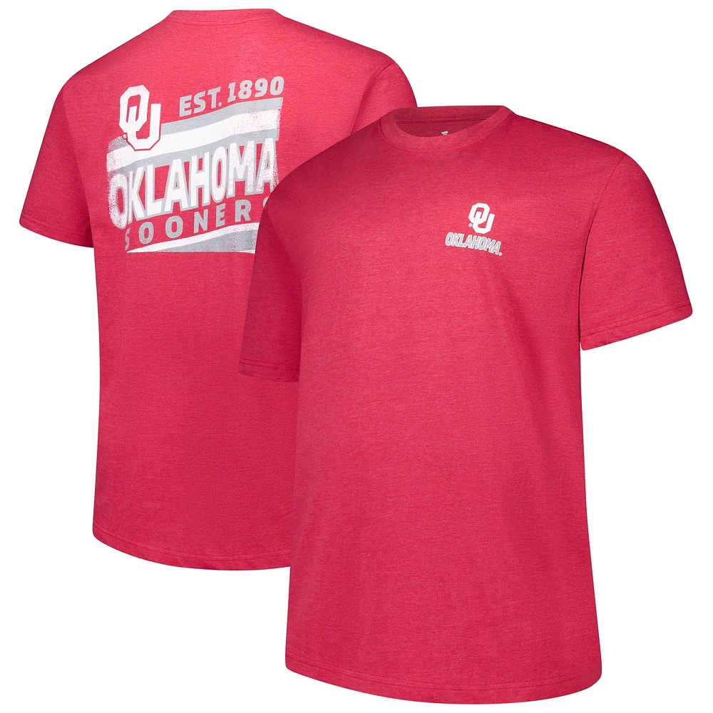 T-shirt délavé idéal pour hommes Fanatics Crimson Oklahoma Sooners Big & Tall