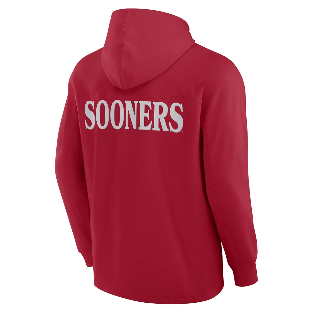 Men's Fanatics Crimson Oklahoma Sooners Blaze Tri-Blend Pullover Hoodie