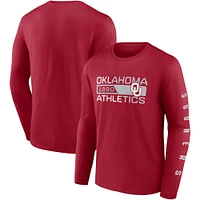 T-shirt à manches longues Fanatics Crimson Oklahoma Sooners Broad Jump 2-Hit pour hommes