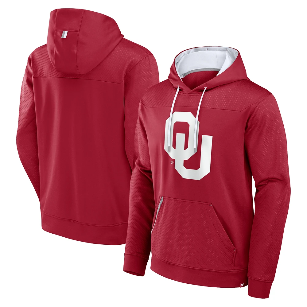 Men's Fanatics  Crimson Oklahoma Sooners Defender Dot Faded Primary Pullover Hoodie