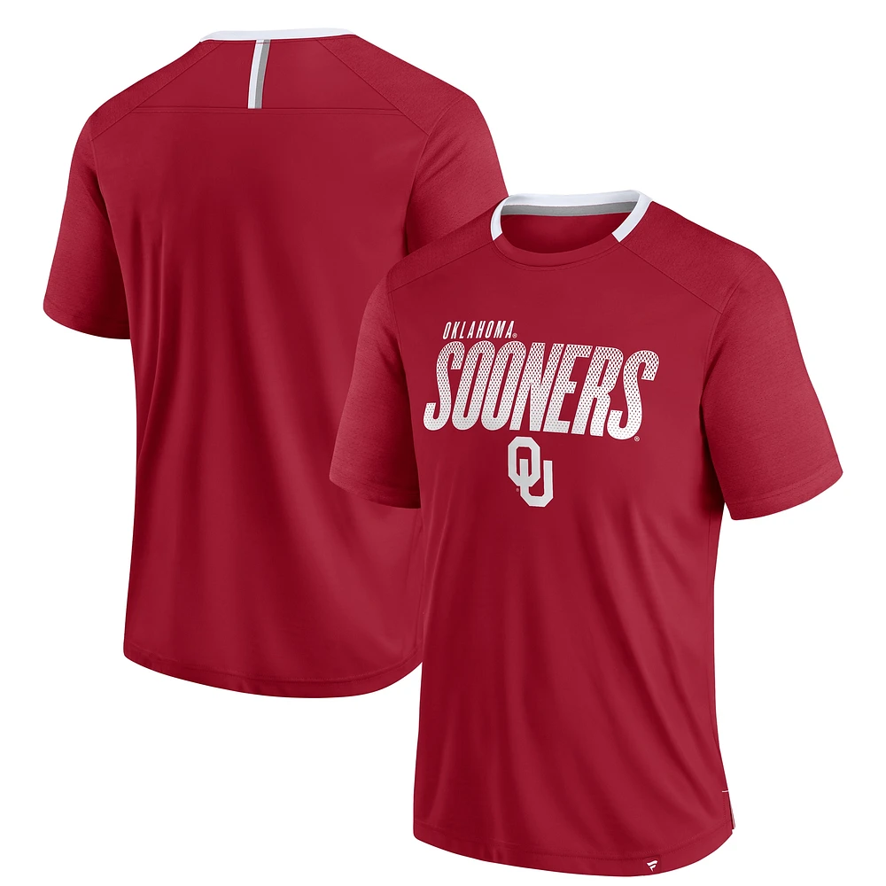 Men's Fanatics Crimson Oklahoma Sooners Defender Fade Slant T-Shirt