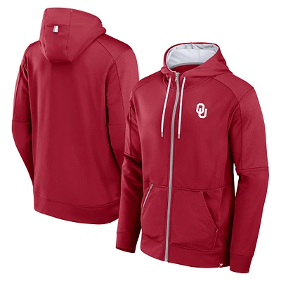 Sweat à capuche entièrement zippé pour homme Fanatics Crimson Oklahoma Sooners Defender