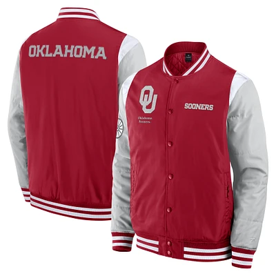 Veste à boutons-pression intégrale Elements Elite de Fanatics Crimson pour hommes des Oklahoma Sooners