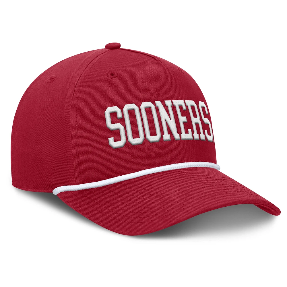 Men's Fanatics Crimson Oklahoma Sooners Foul Ball Rope Adjustable Hat