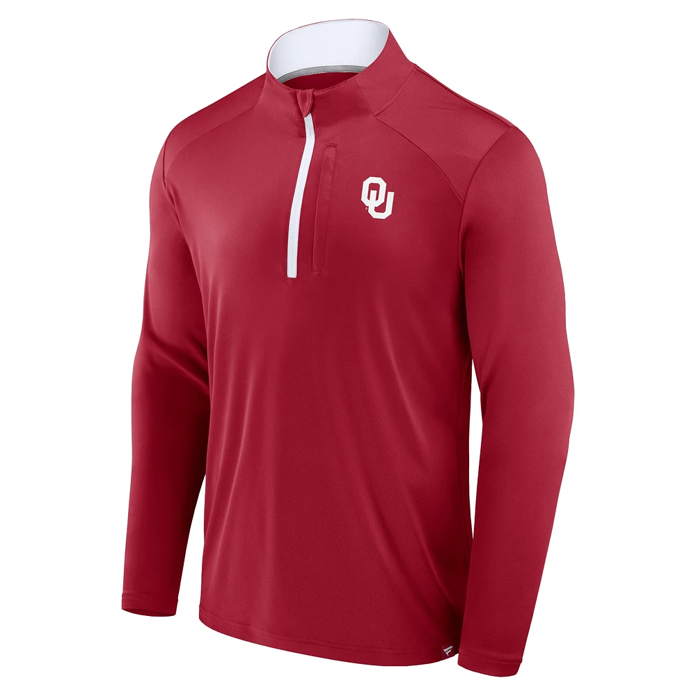 Men's Fanatics Crimson Oklahoma Sooners Fundamental Defender Quarter-Zip Jacket