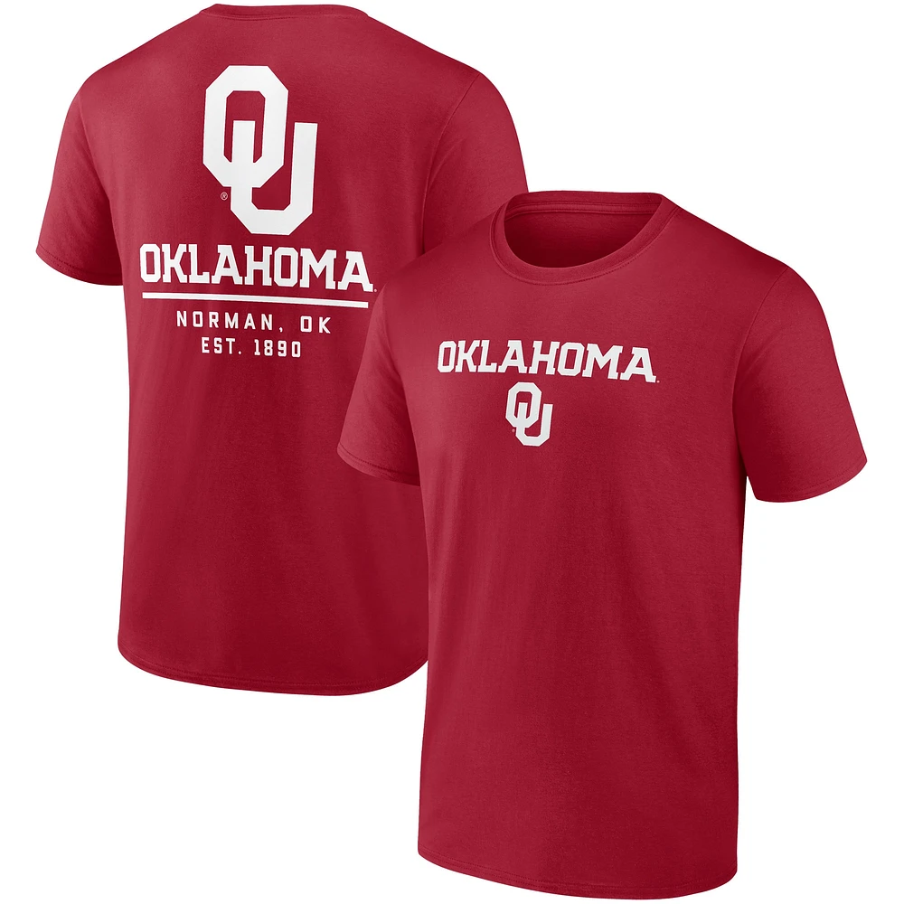 Men's Fanatics Crimson Oklahoma Sooners Game Day 2-Hit T-Shirt