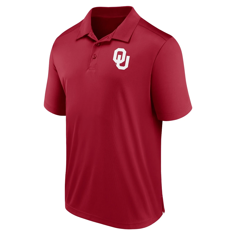 Men's Fanatics Crimson Oklahoma Sooners Left Side Block Polo