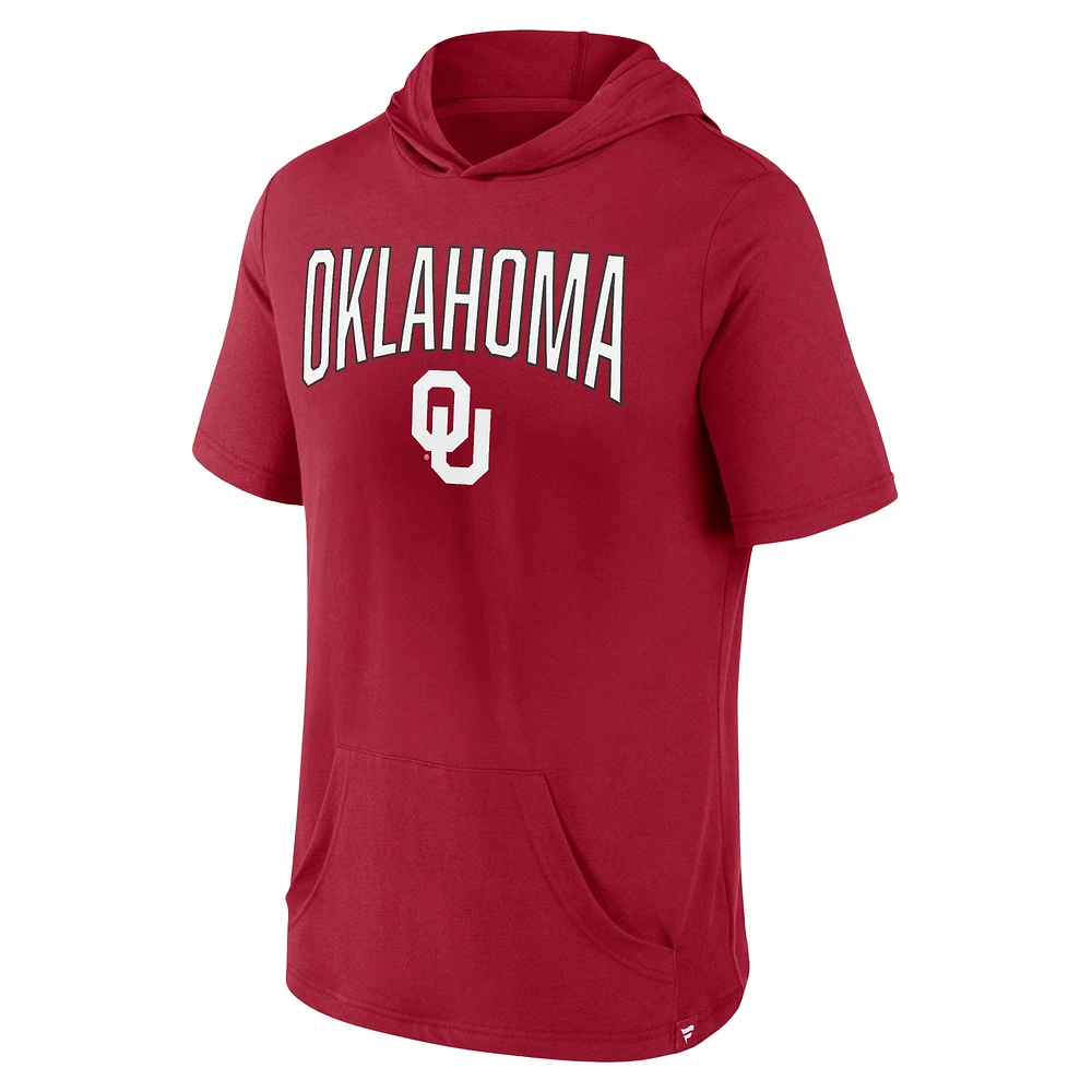 Men's Fanatics Crimson Oklahoma Sooners Outline Lower Arch Hoodie T-Shirt