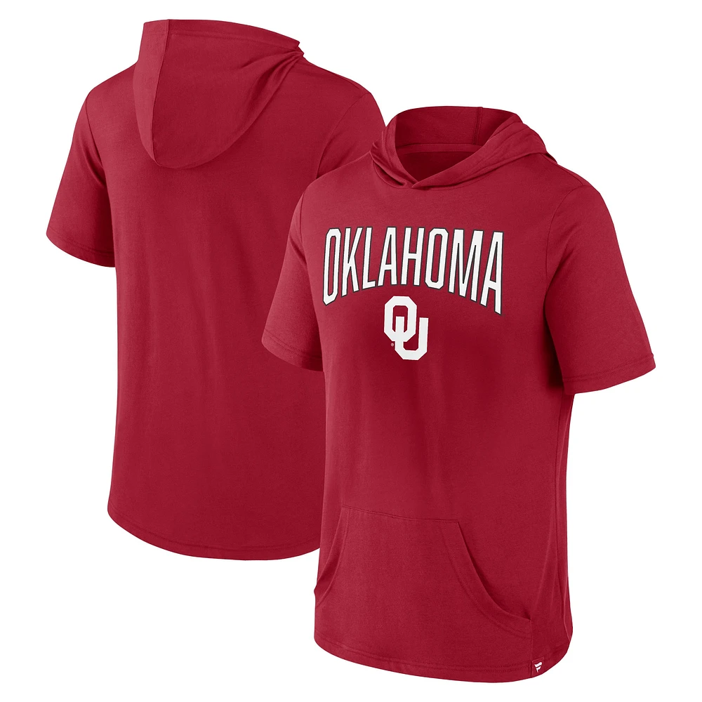 Men's Fanatics Crimson Oklahoma Sooners Outline Lower Arch Hoodie T-Shirt