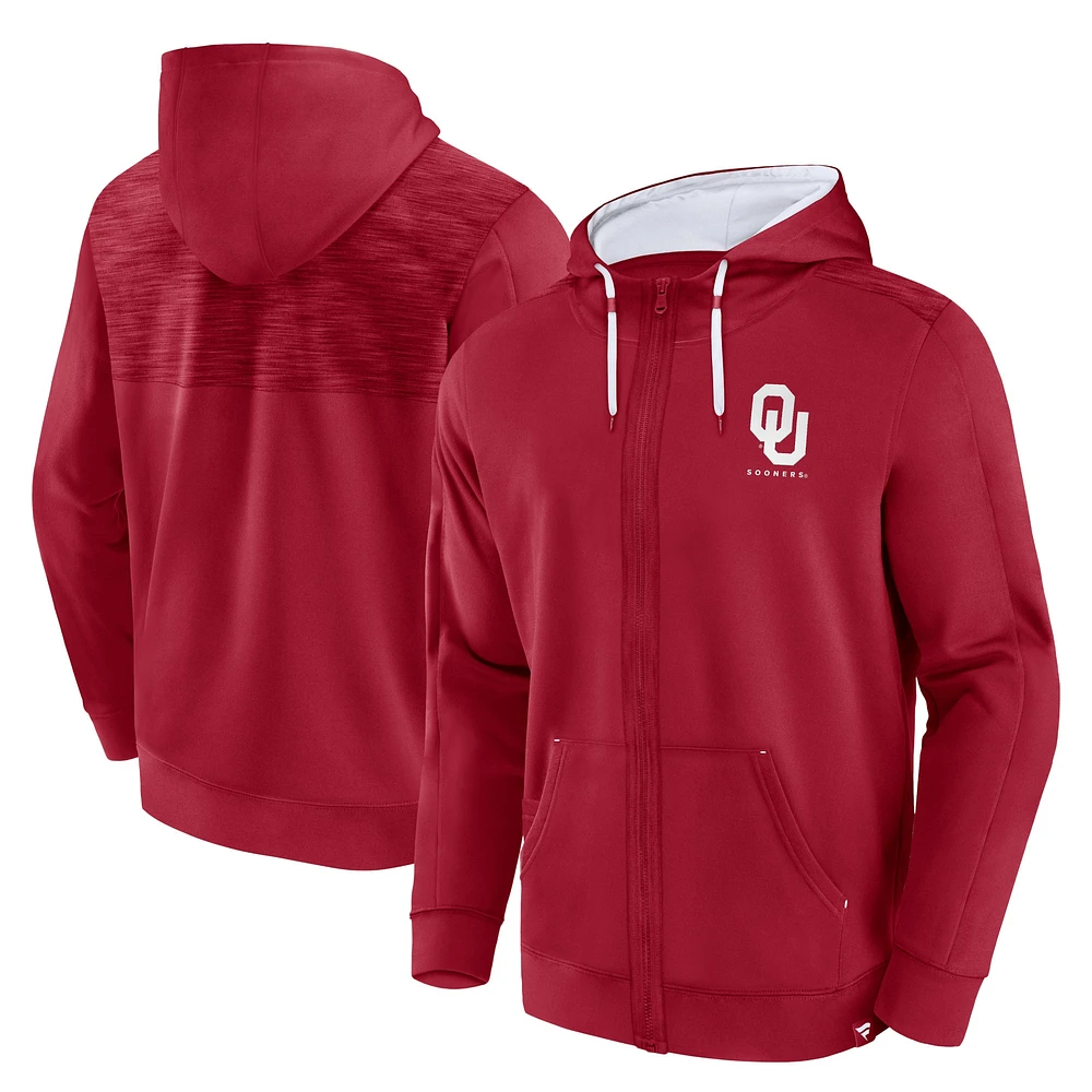 Sweat à capuche entièrement zippé Fanatics Crimson Oklahoma Sooners Power Index pour hommes